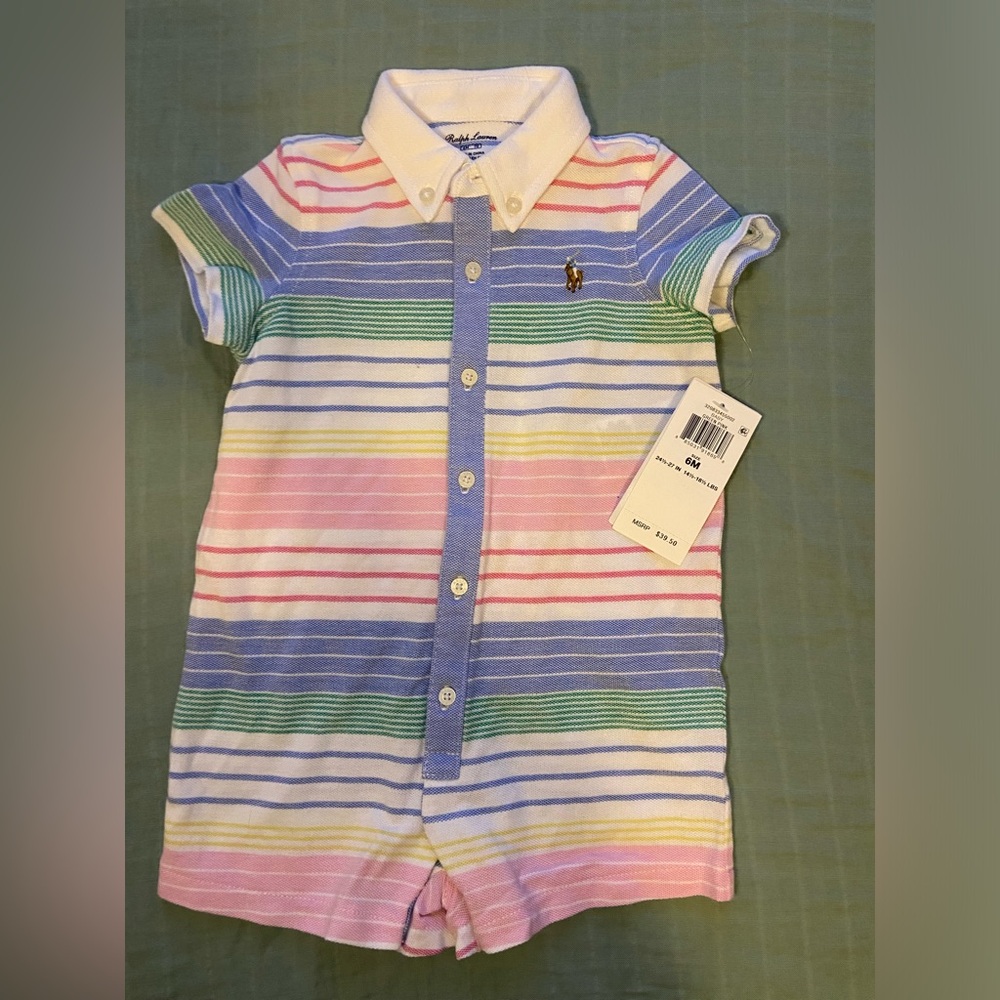 Ralph Lauren 6 month shortie romper “shortalls” NWT